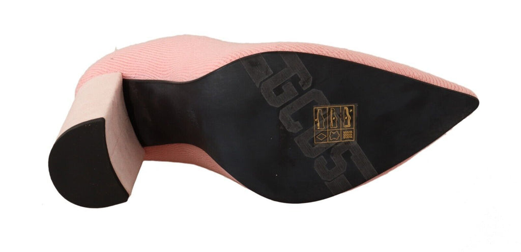 Chic pink suede ankle boots with logo socks