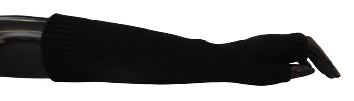 Elegant black cashmere fingerless gloves