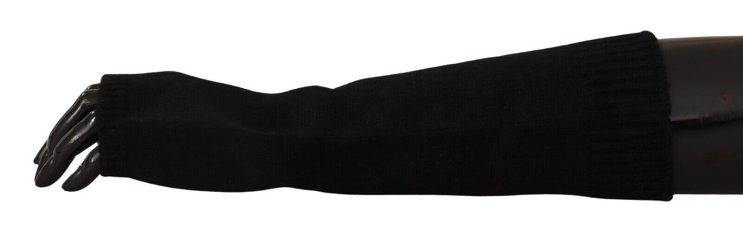 Elegant black cashmere fingerless gloves