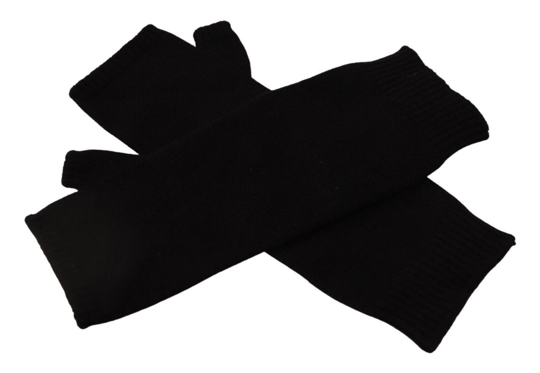 Elegant black cashmere fingerless gloves