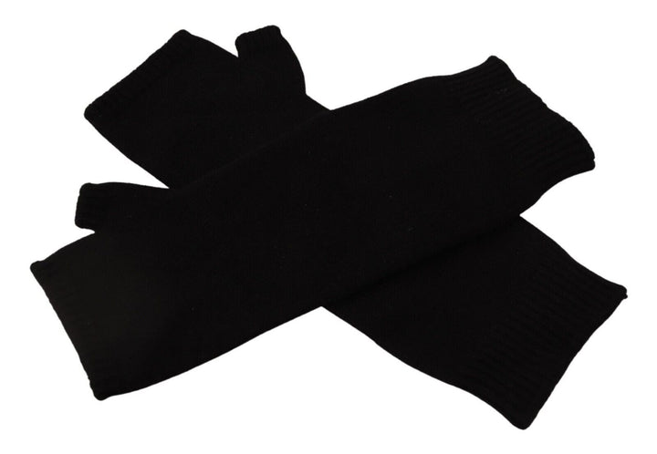 Elegant black cashmere fingerless gloves