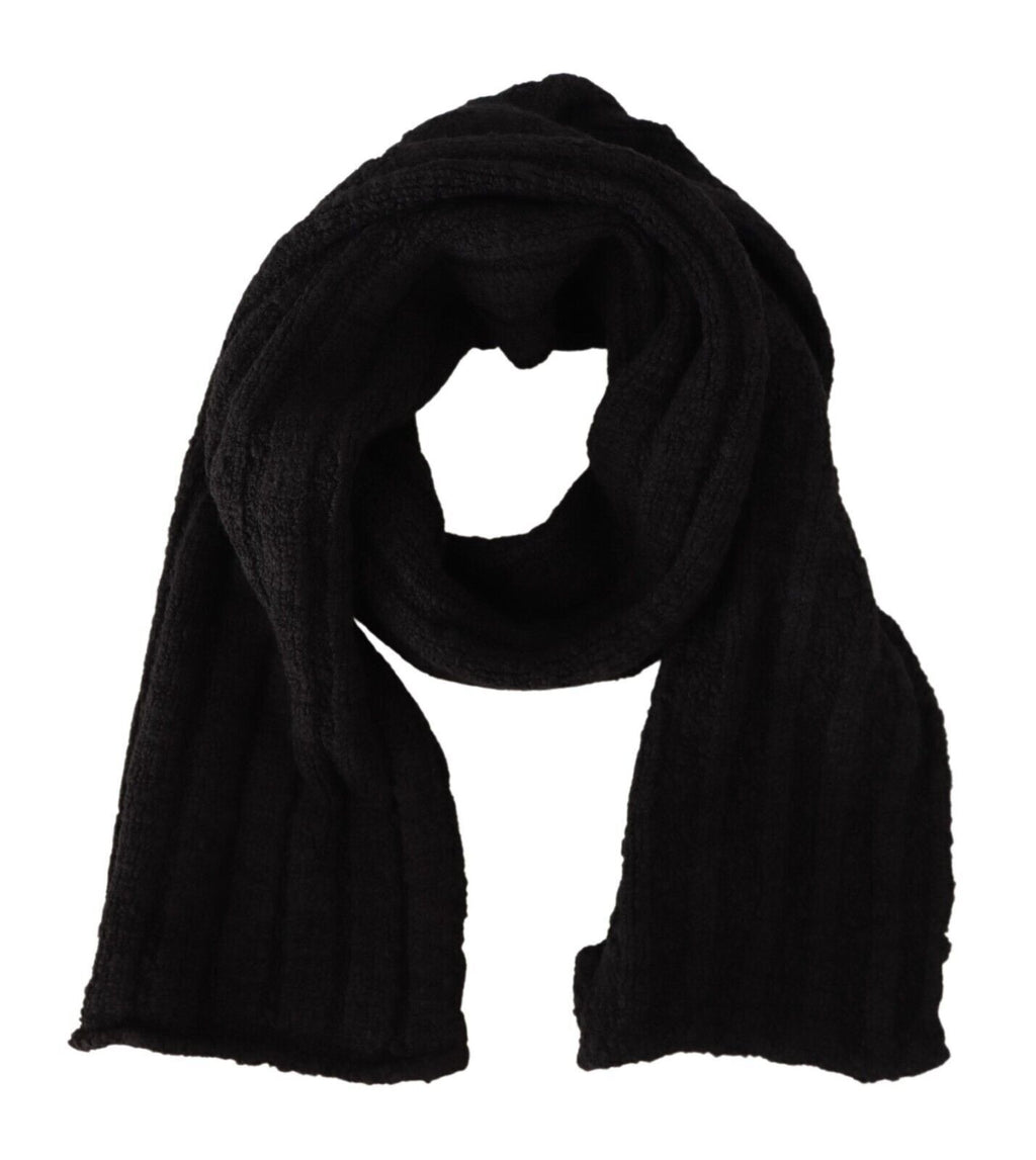 Schwarzer Schurwolle gestrickter Unisex-Wärmer-Schal