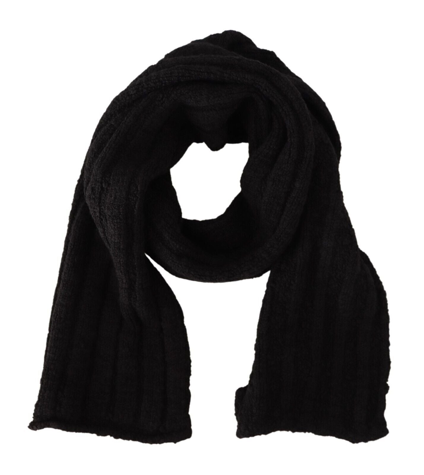Schwarzer Schurwolle gestrickter Unisex-Wärmer-Schal