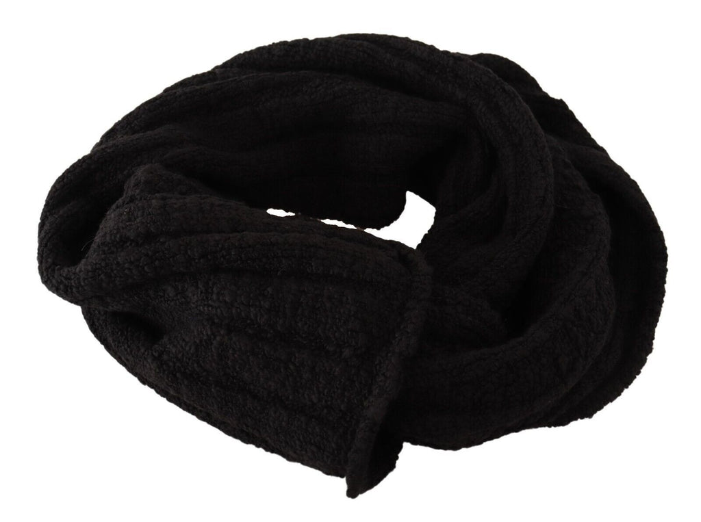 Schwarzer Schurwolle gestrickter Unisex-Wärmer-Schal