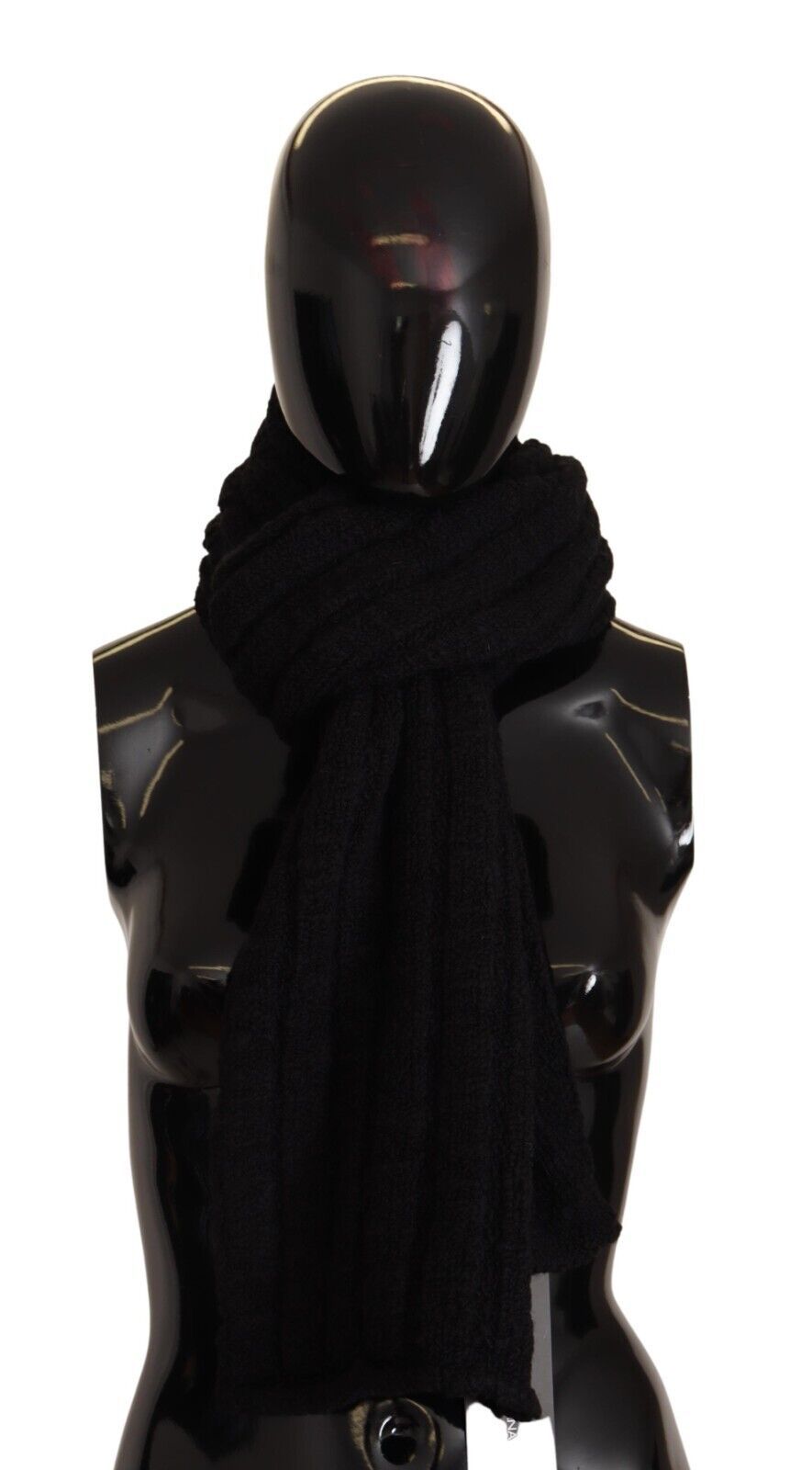Schwarzer Schurwolle gestrickter Unisex-Wärmer-Schal