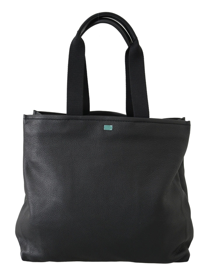 Elegant black leather tote for men