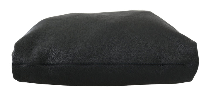 Elegant black leather tote for men