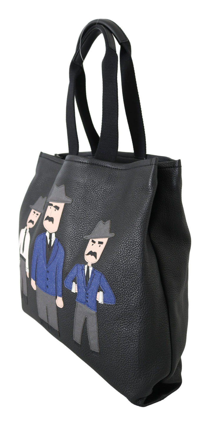 Elegant black leather tote for men