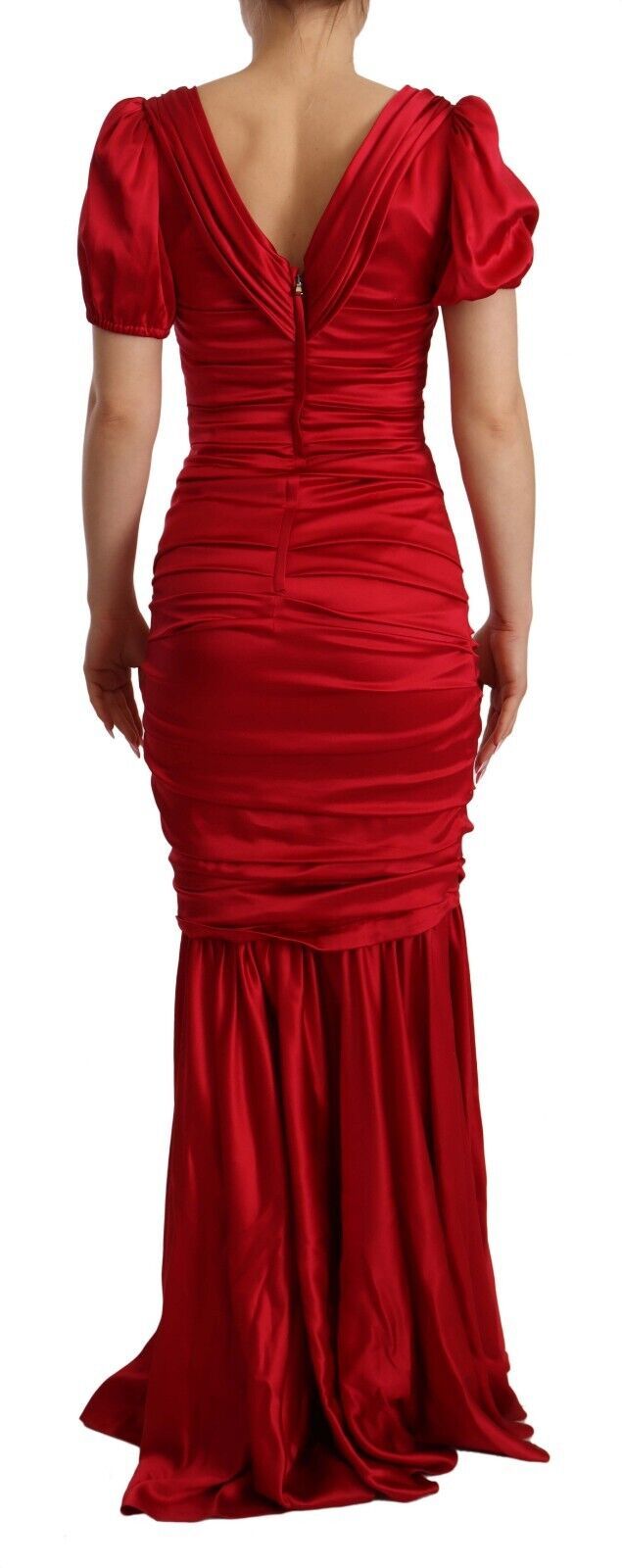 Rotes Seiden-Stretch-Etuikleid im Meerjungfrau-Look