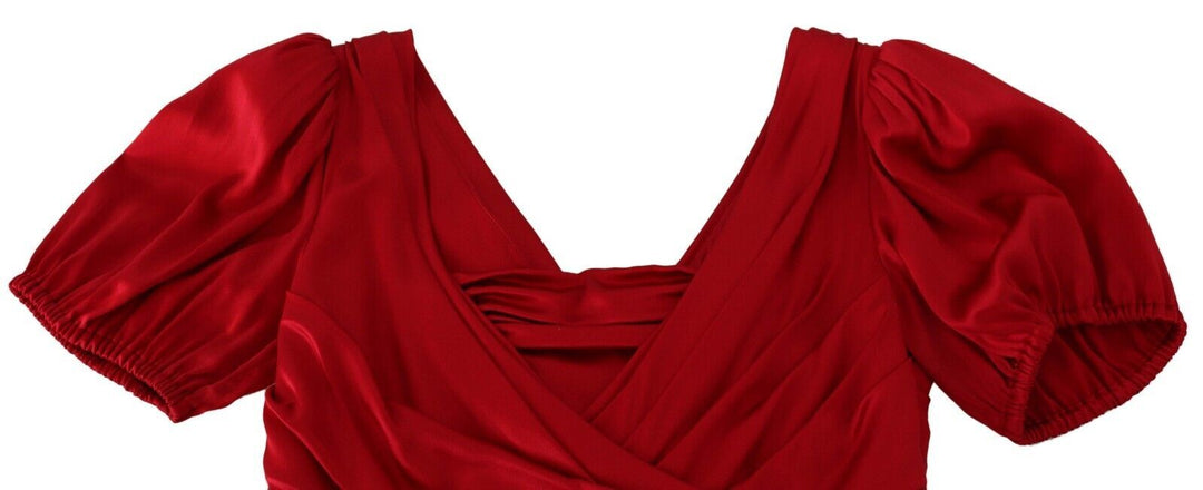 Rotes Seiden-Stretch-Etuikleid im Meerjungfrau-Look