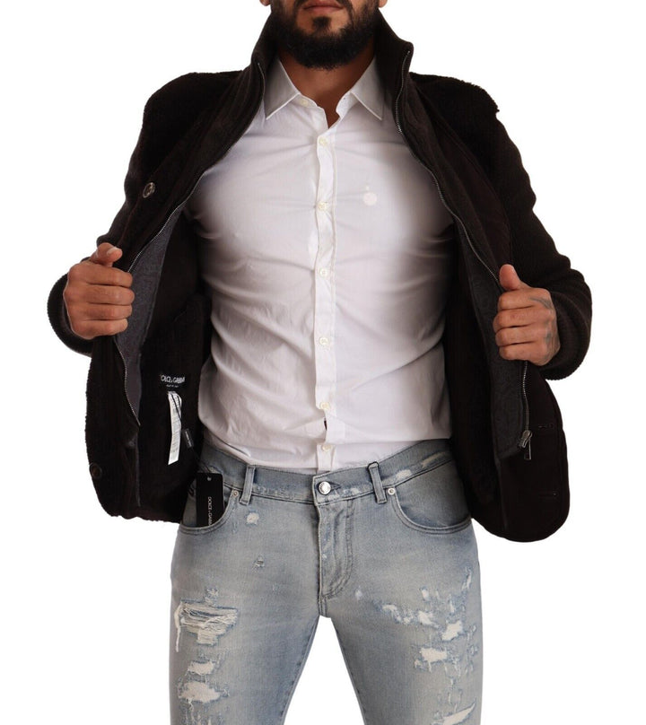 Schwarzes Leder Herren Turtle Neck Mantel Jacke