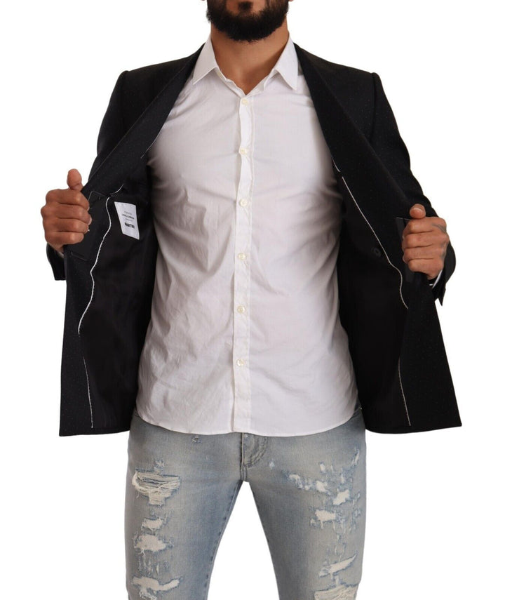 Schwarzer gepunkteter Zweireiher MARTINI Jacke