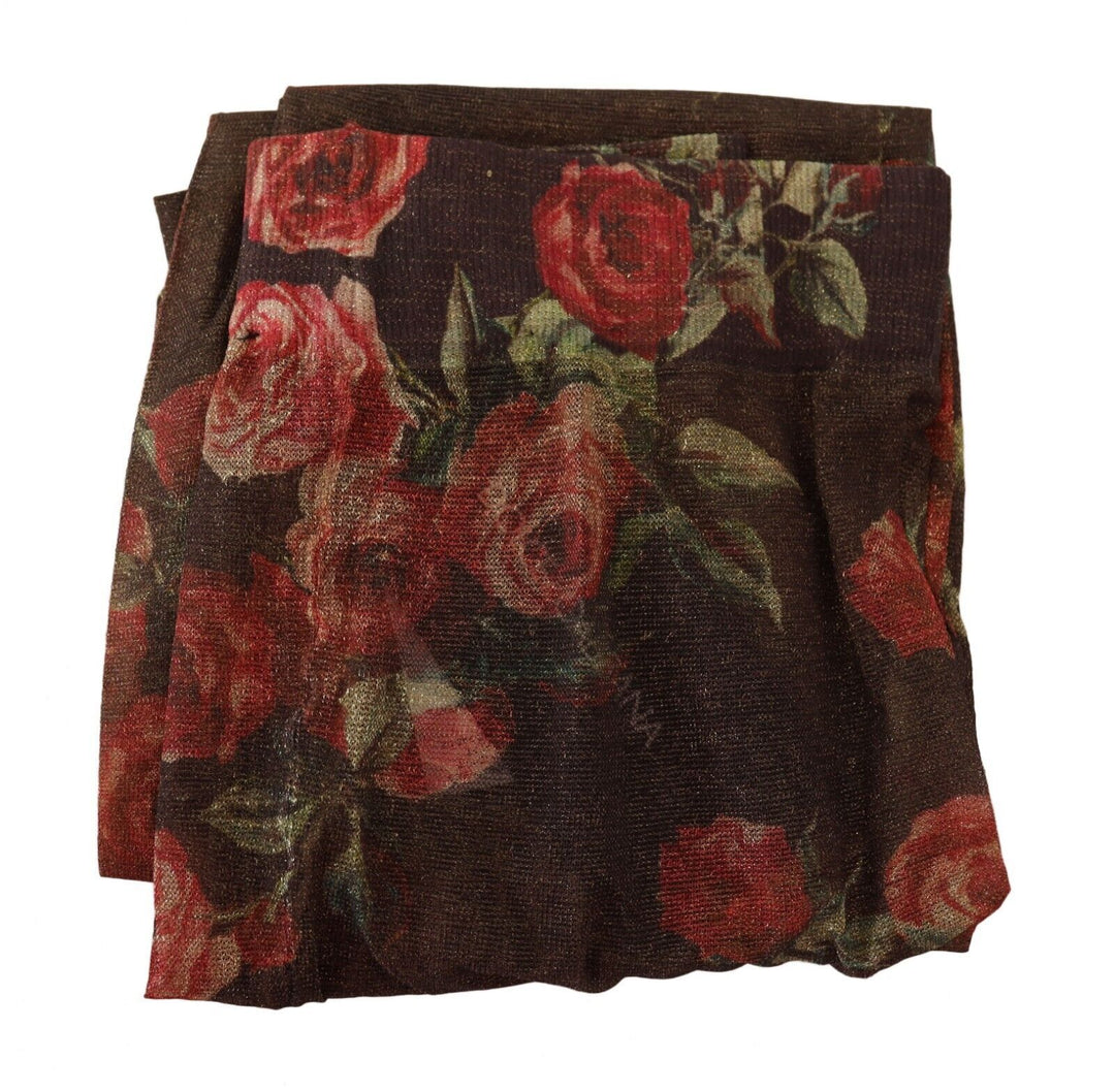Schwarze Strümpfe mit Blumendruck Nylon Strumpfhose