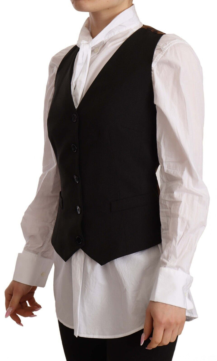 Elegant black vest top with buttons