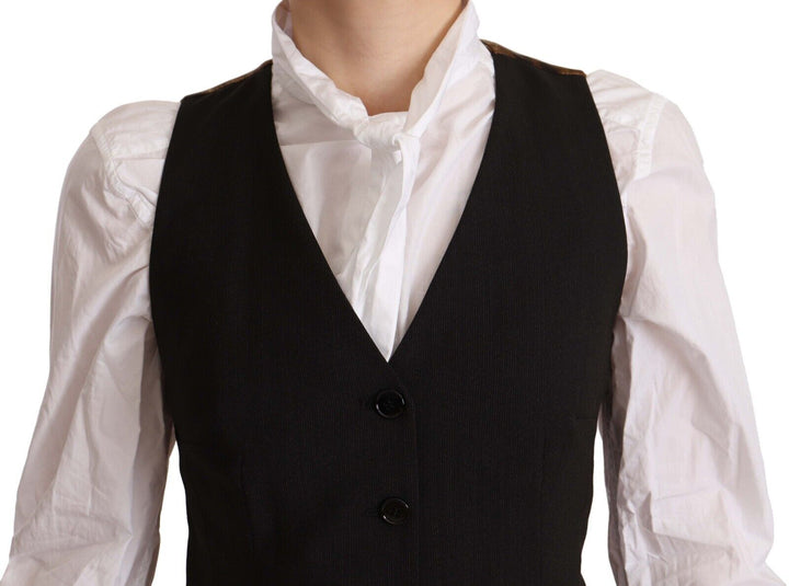 Elegant black vest top with buttons