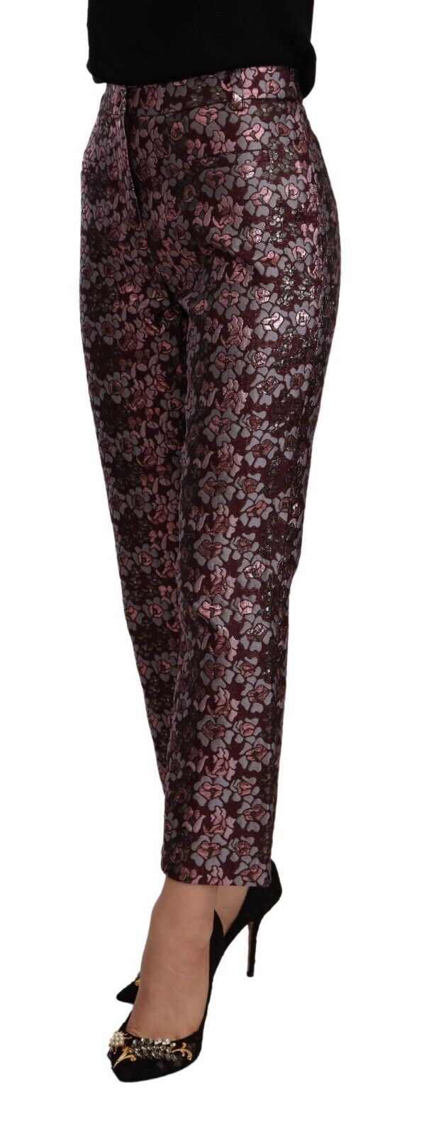 Multicolor Floral Jacquard Ausgestellte Hose
