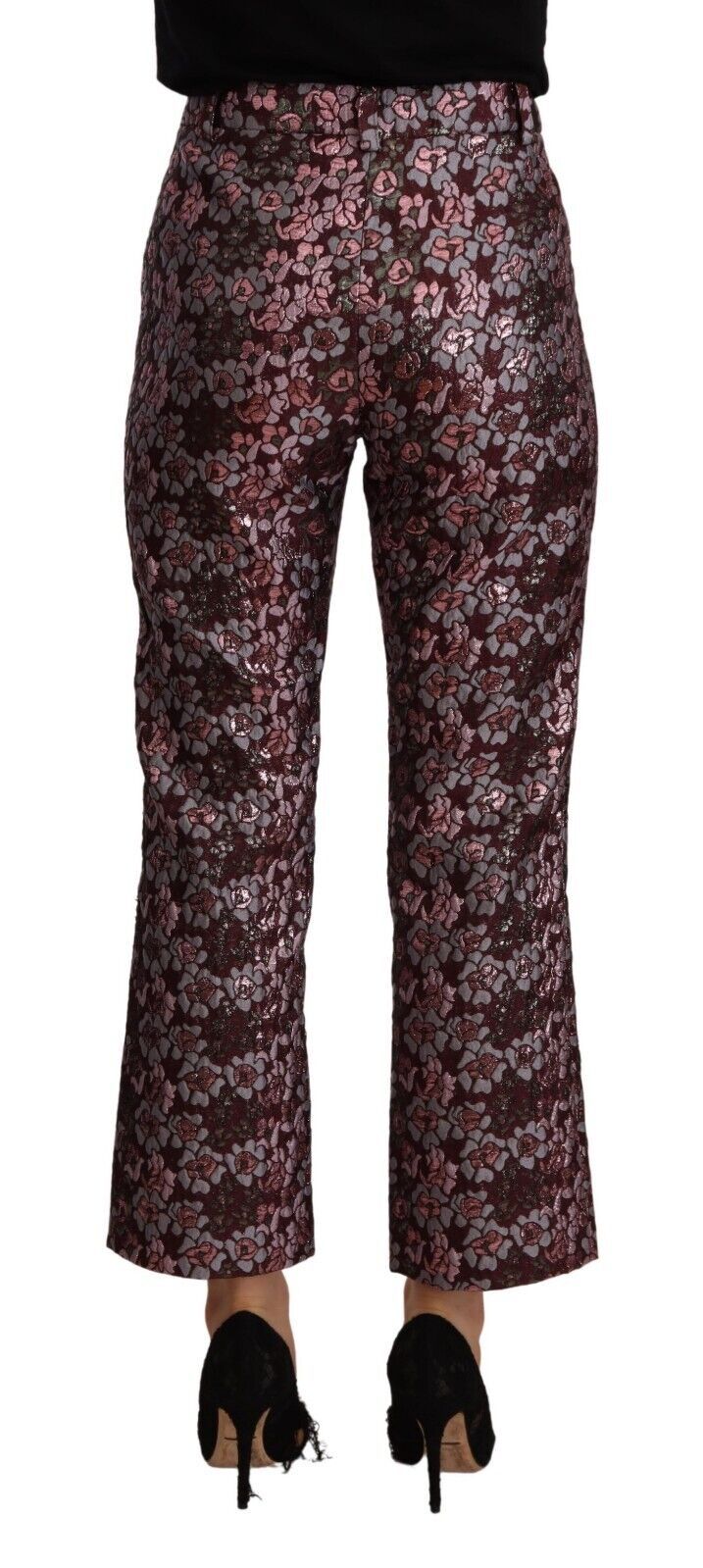 Multicolor Floral Jacquard Ausgestellte Hose