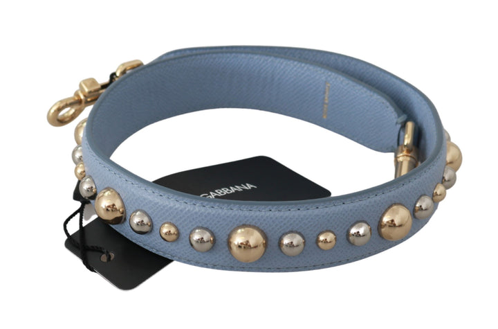 Elegant blue leather shoulder strap