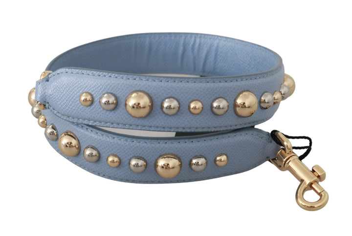 Elegant blue leather shoulder strap