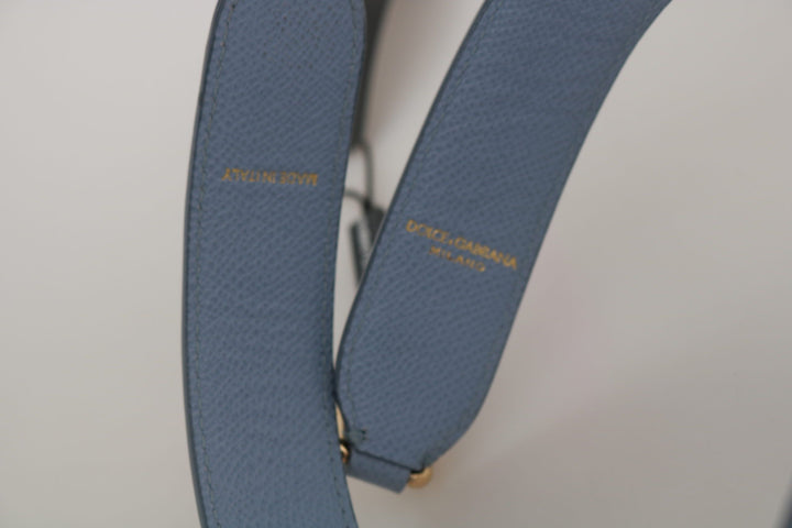 Elegant blue leather shoulder strap