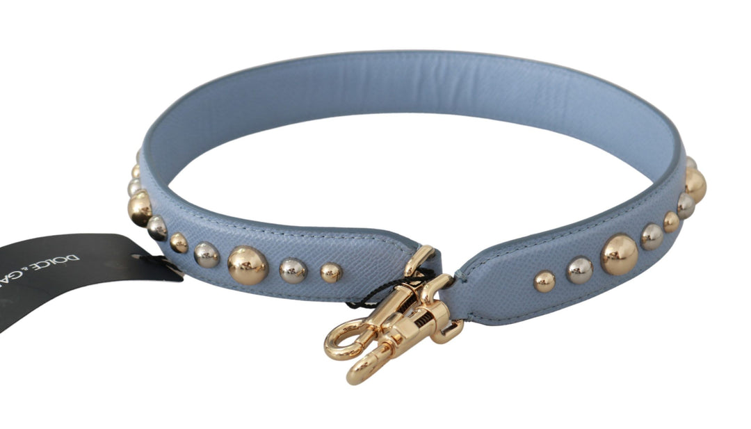 Elegant blue leather shoulder strap