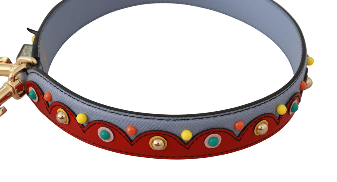Elegant multicolor leather shoulder strap