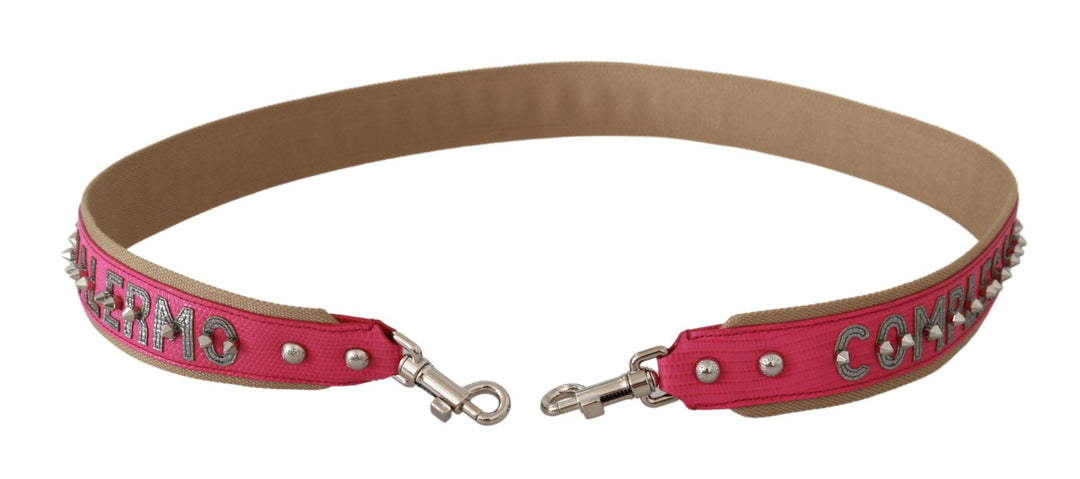 Pink leather shoulder strap with silver details