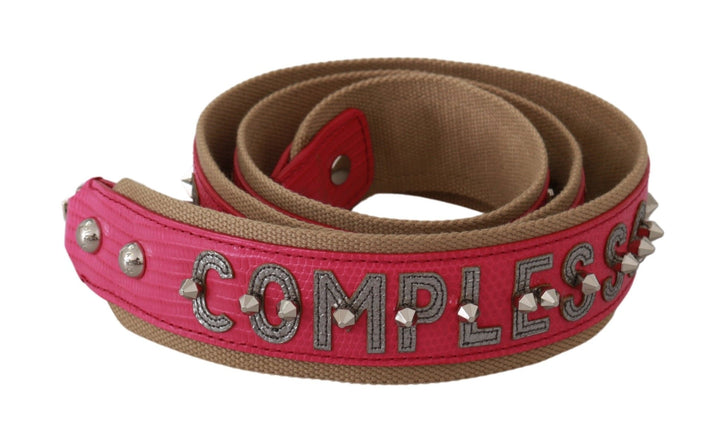 Pink leather shoulder strap with silver details