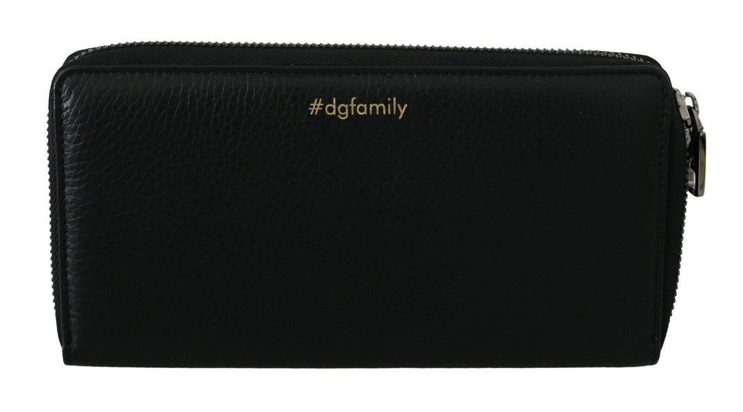 Schwarzes Leder #DGFAMILY Zipper Continental Herren Geldbörse