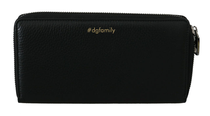 Schwarzes Leder #DGFAMILY Zipper Continental Herren Geldbörse
