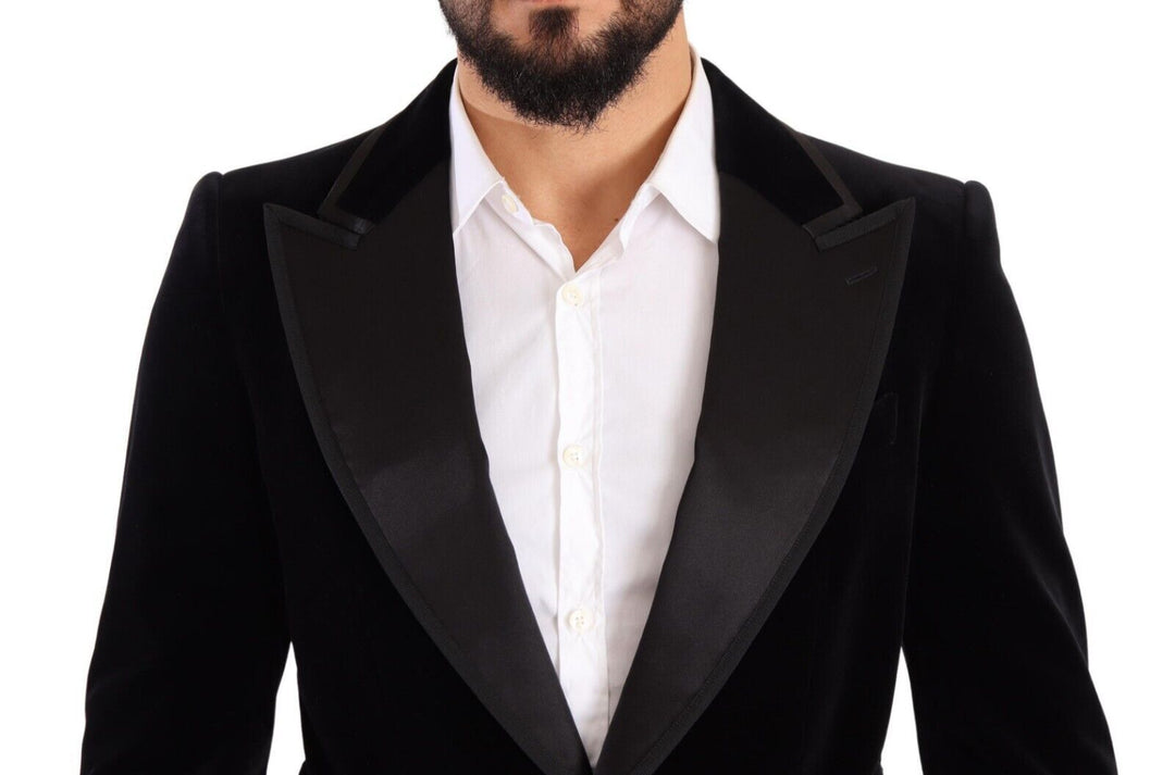 Elegant single-breasted velvet blazer