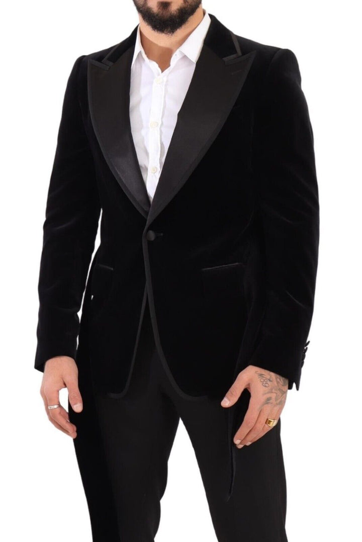 Elegant single-breasted velvet blazer