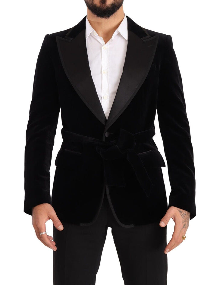 Elegant single-breasted velvet blazer