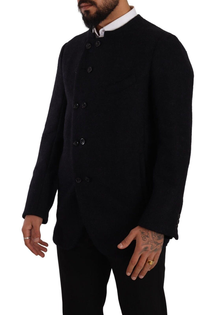Graue Alpaka Button Down Männer Mantel Jacke