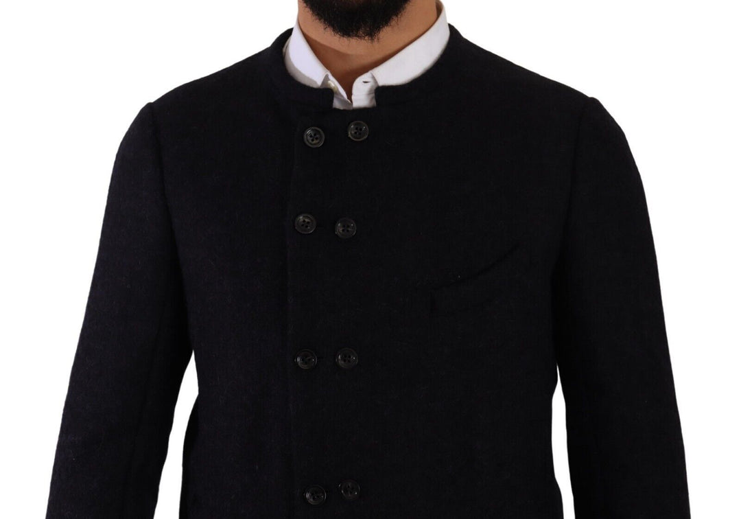 Graue Alpaka Button Down Männer Mantel Jacke