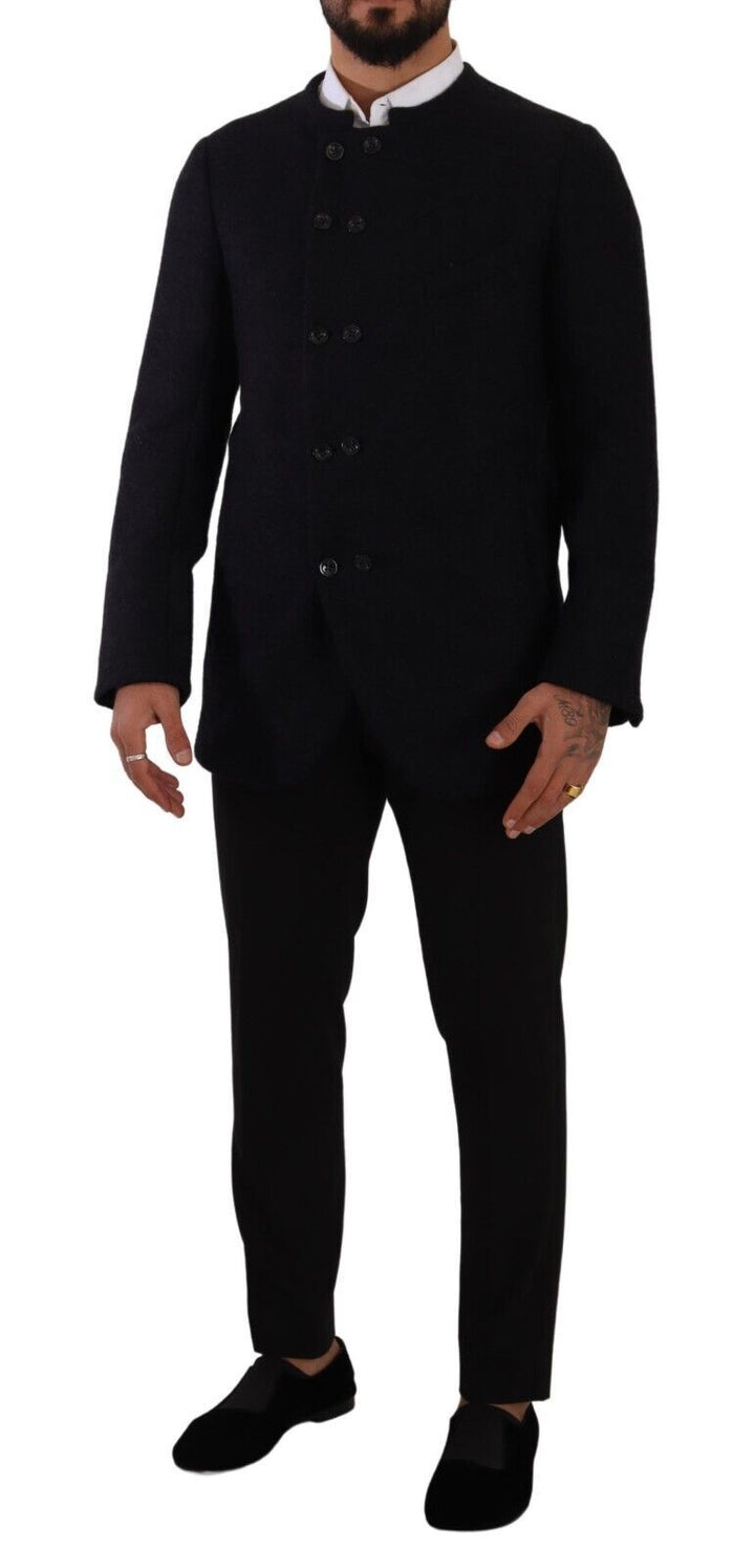 Graue Alpaka Button Down Männer Mantel Jacke
