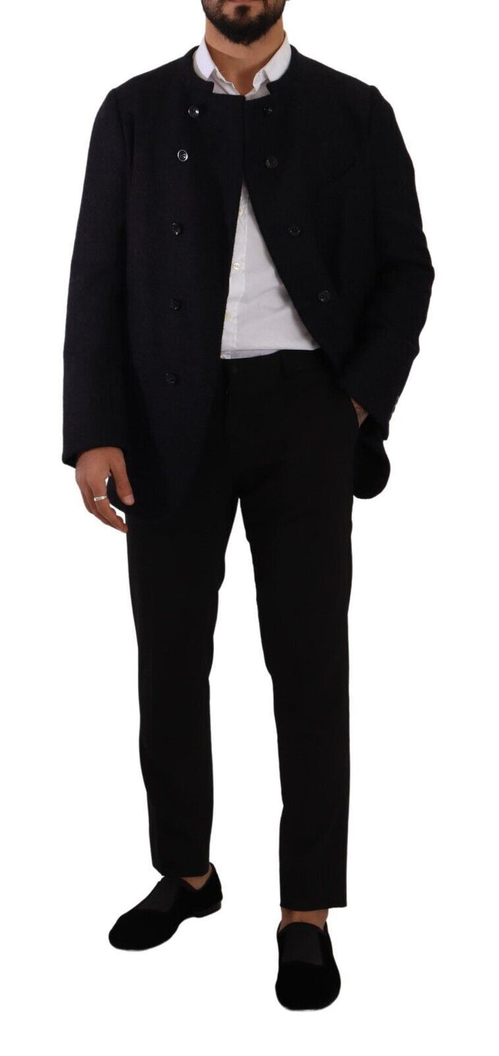 Graue Alpaka Button Down Männer Mantel Jacke