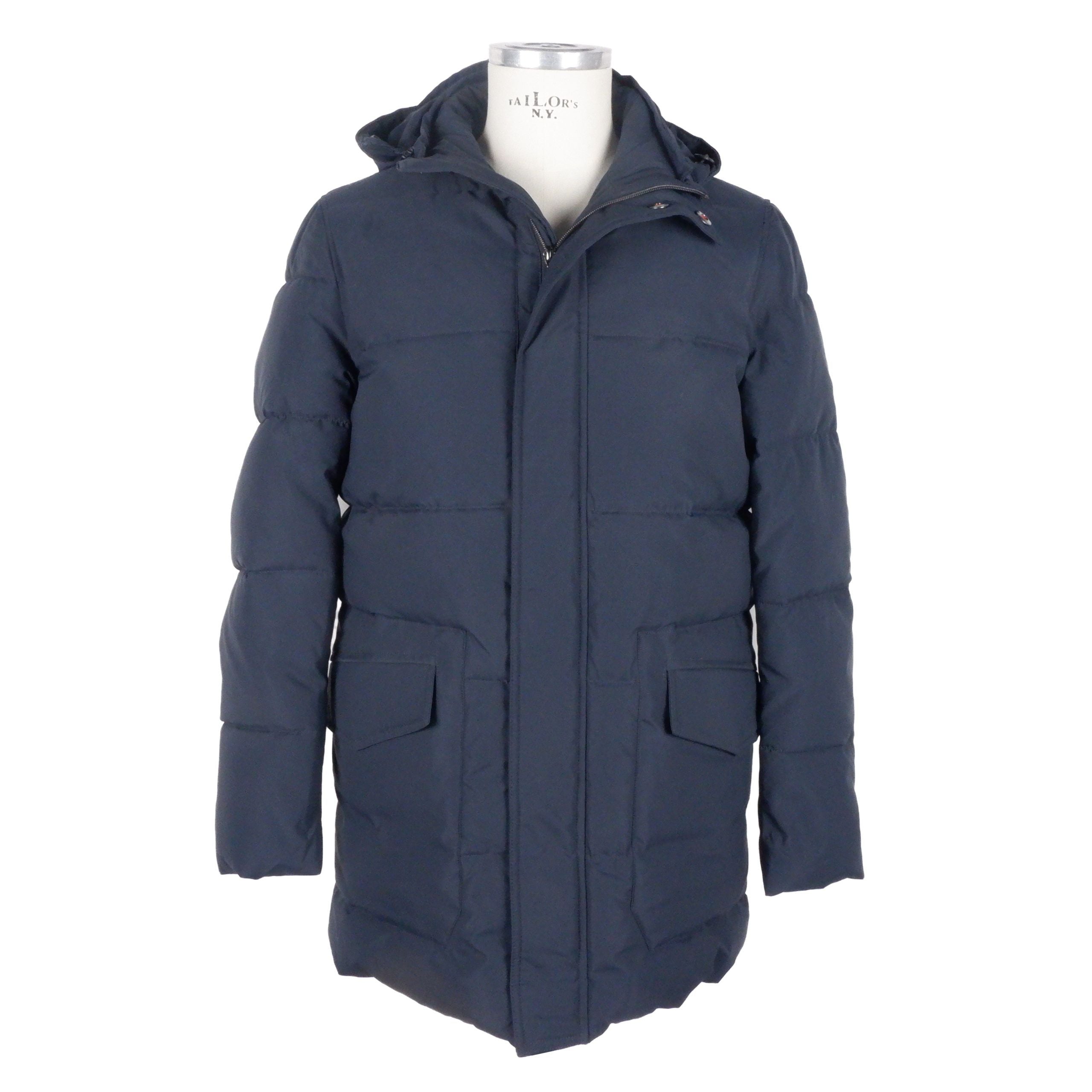 Glatte blaue Herren-Kapuzenjacke