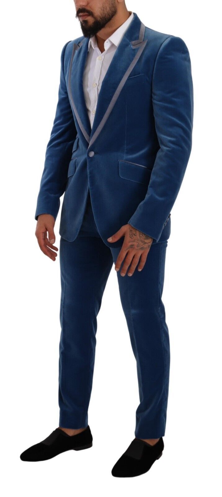 Blauer SICILIA Samt Slim Fit 2 Stück Anzug