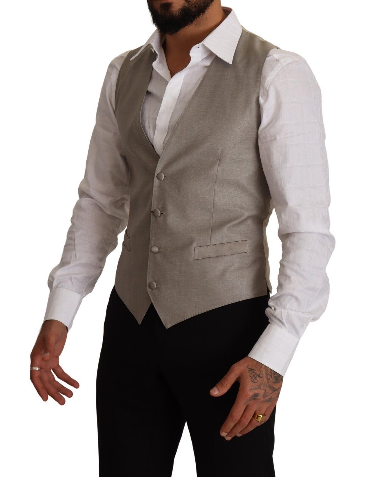 Elegant single-breasted dress vest in beige
