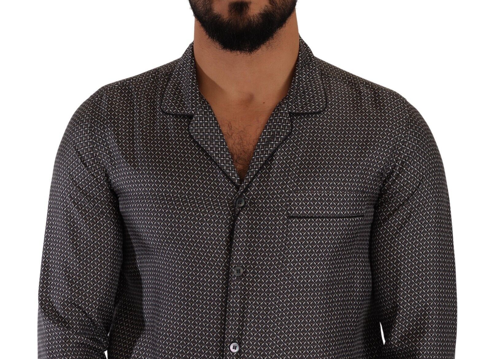 Graues Fantasy-Muster Pyjama-Oberteil Herren-Shirt