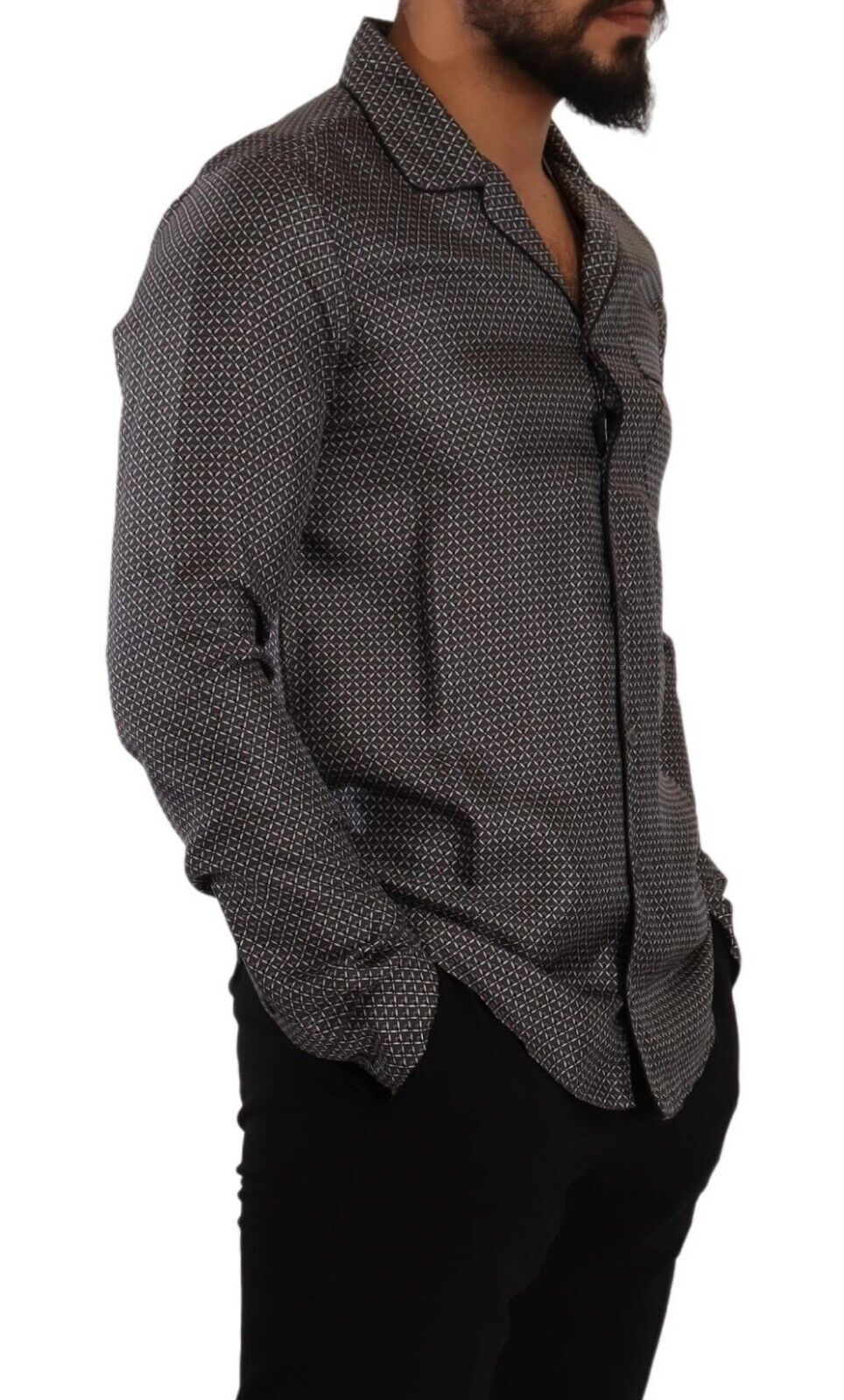 Graues Fantasy-Muster Pyjama-Oberteil Herren-Shirt