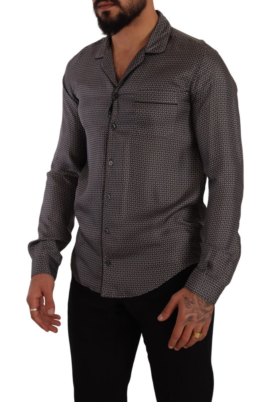 Graues Fantasy-Muster Pyjama-Oberteil Herren-Shirt