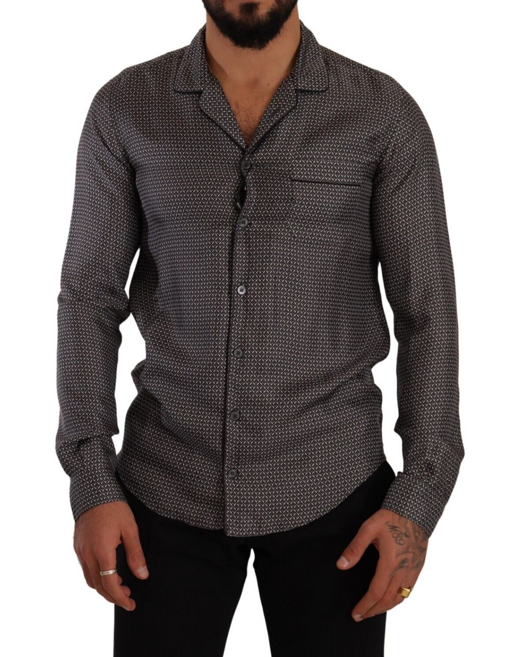 Graues Fantasy-Muster Pyjama-Oberteil Herren-Shirt