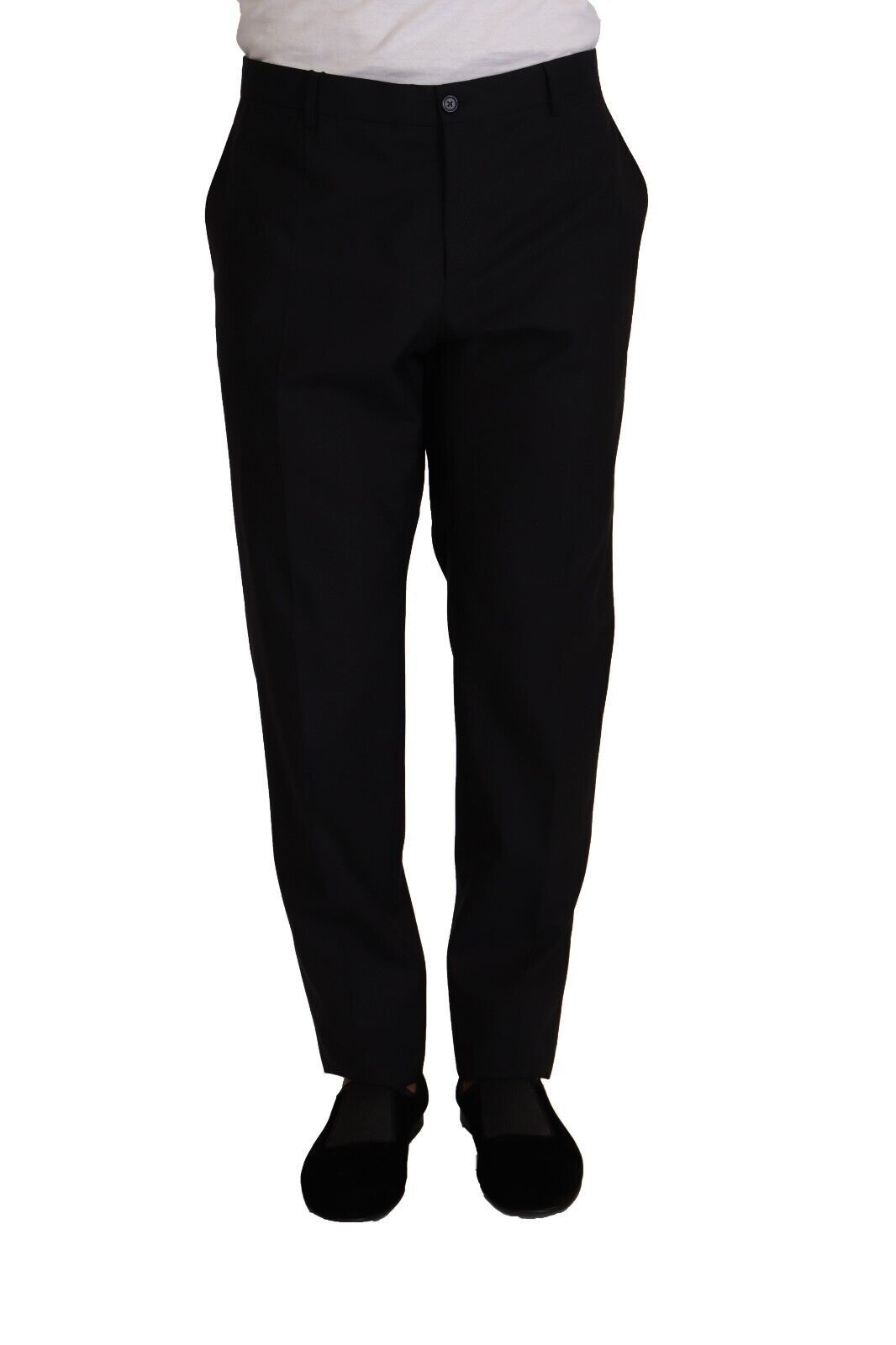 Elegant dark blue tuxedo trousers made of wool and silk