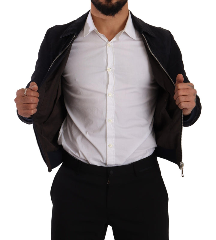 Elegante kurze Jacke aus blauem Wildleder
