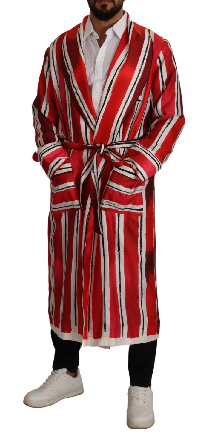 Chic striped silk nightwear robe