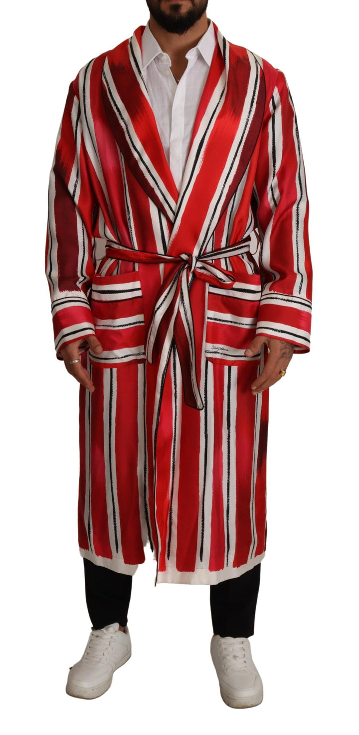 Chic striped silk nightwear robe