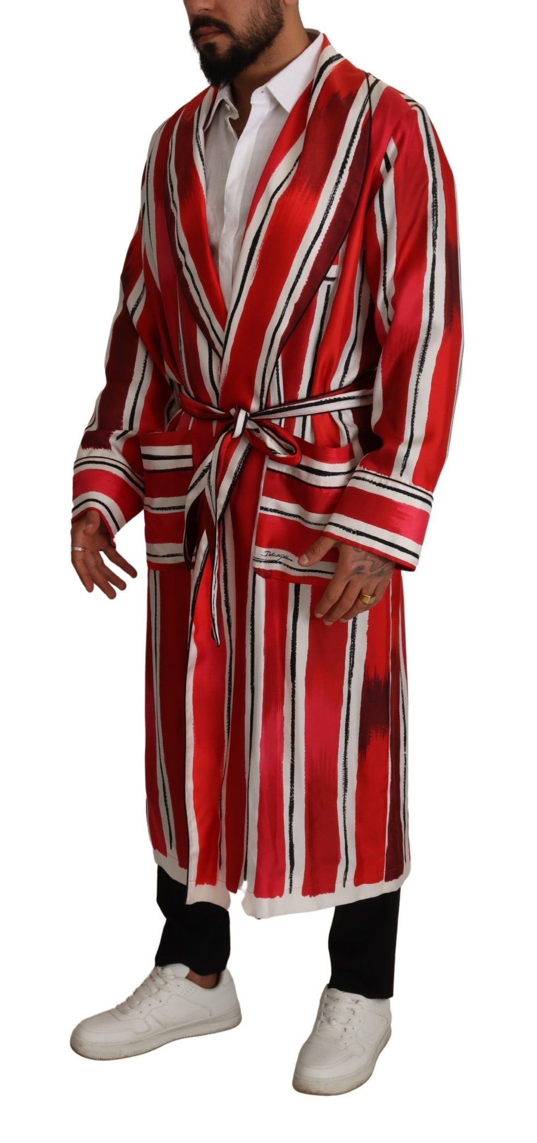 Chic striped silk nightwear robe