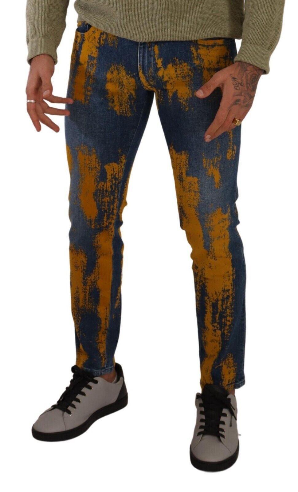 Blau Gelb Dye Baumwolle Skinny Männer Denim Jeans